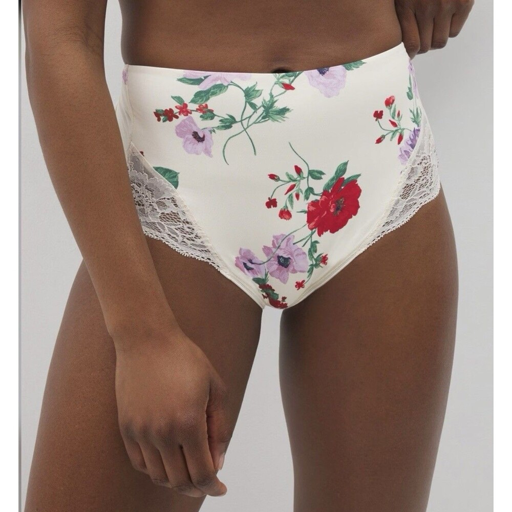 Soma Panty Vanishing Tummy High Waist Brief With Lace in Floral Cream XX-Large